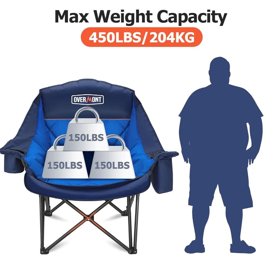 Oversized Camping Chair with Cup Holder and Cooling Bag