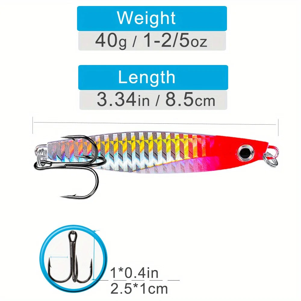 Ackibbik 6pcs Metal Cast Jig Spoon Saltwater Lure For Tuna