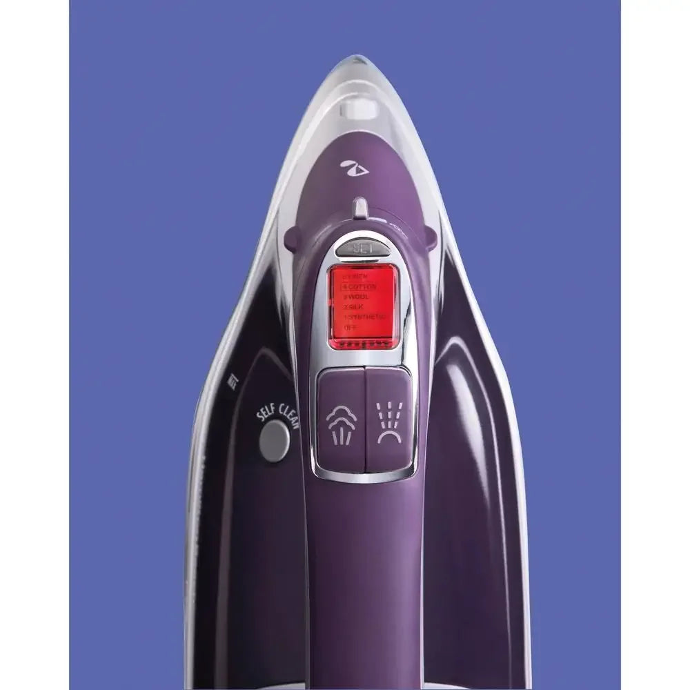Digital Retractable Cord Iron 1700W Compact Purple Steam Iron