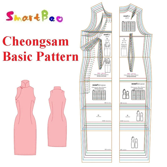 SmartBao Modern Cheongsam Sewing Pattern Ruler Plastic Design