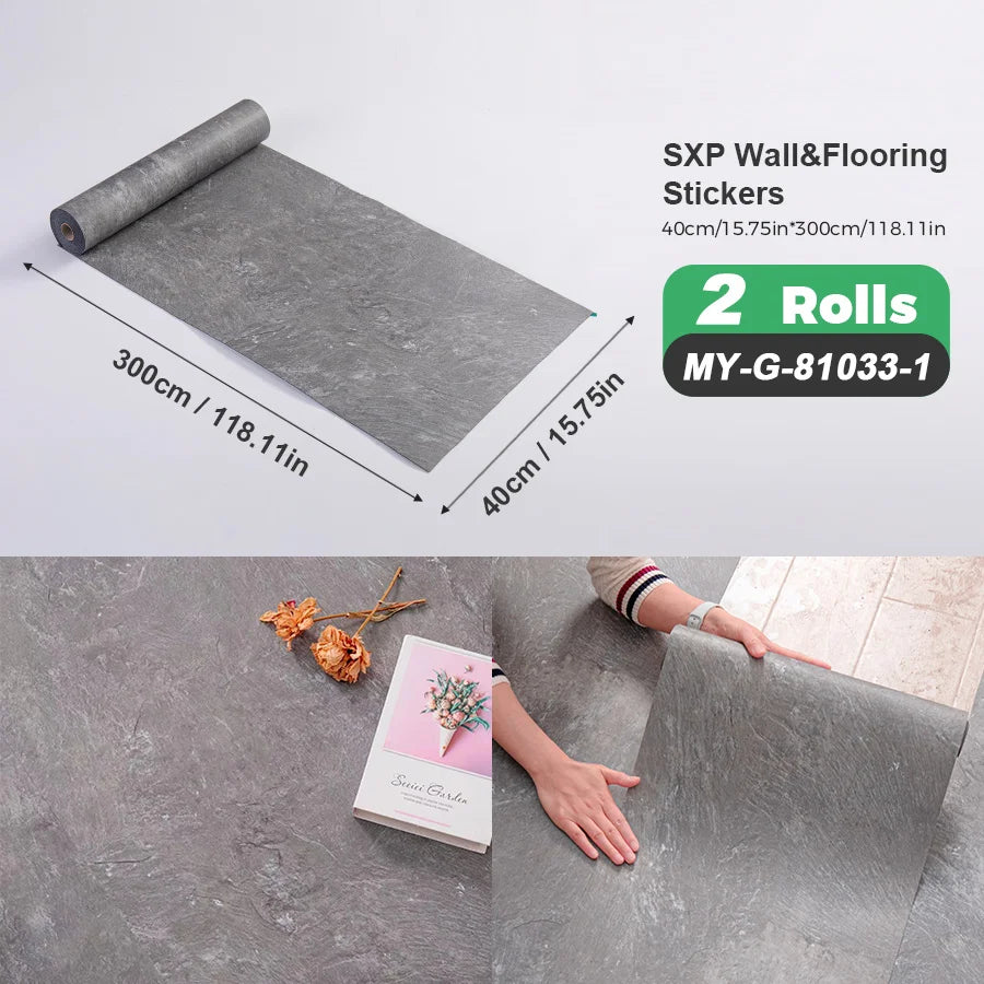2 Rolls Self Adhesive Wall Floor Sticker Wood Grain Marble