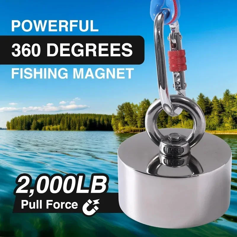 360 Degree Fishing Magnet 2000lb Strong Heavy Duty