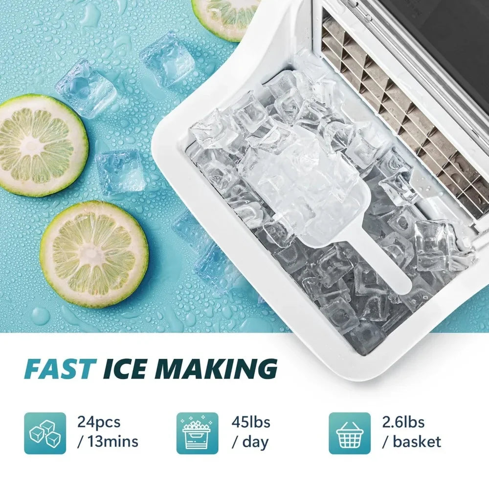 Portable Ice Cube Maker Machine 45Lbs Per Day Perfect for Home