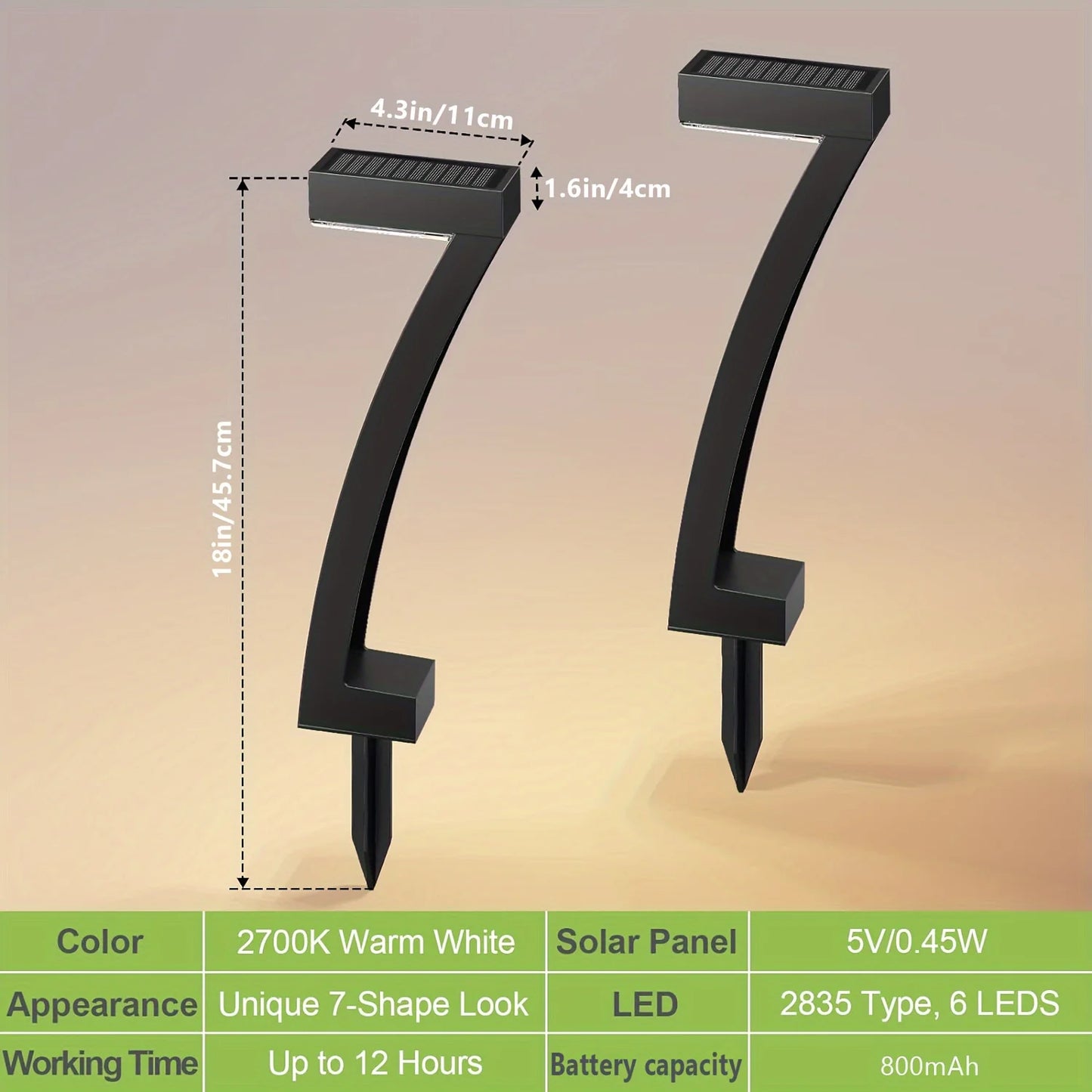 6 Pack Solar Outdoor Pathway Lights with Auto On Off Function