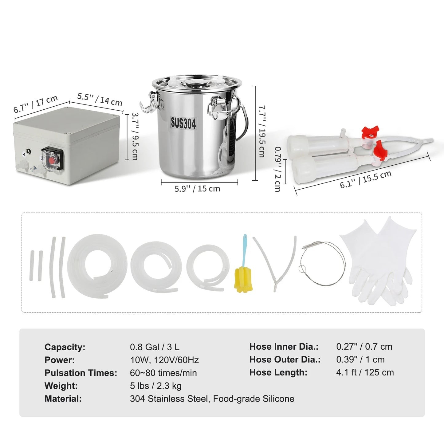 SucceBuy Goat Milking Machine Pulsation Cups Tubes