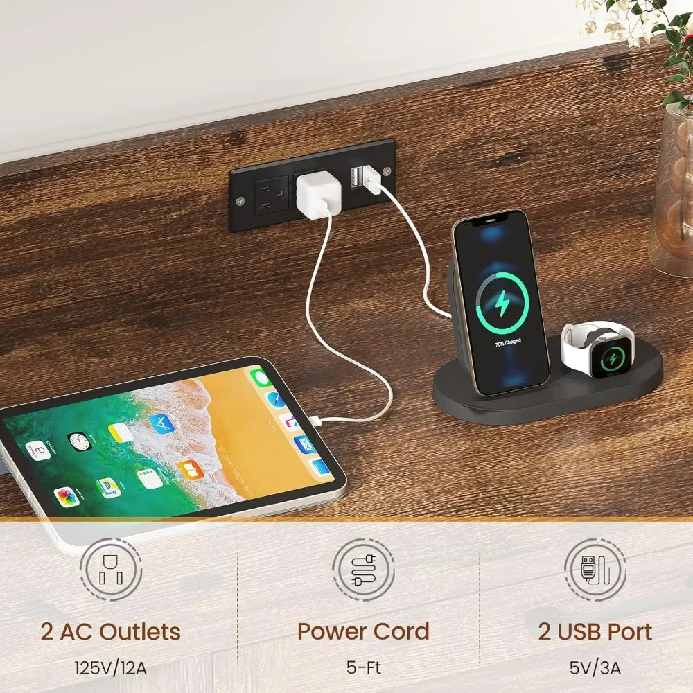 Filing Cabinet with Lock and Charging Station