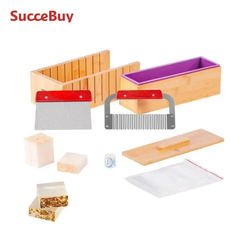 SucceBuy Soap Making Kit With Bamboo Box And Silicone Mold