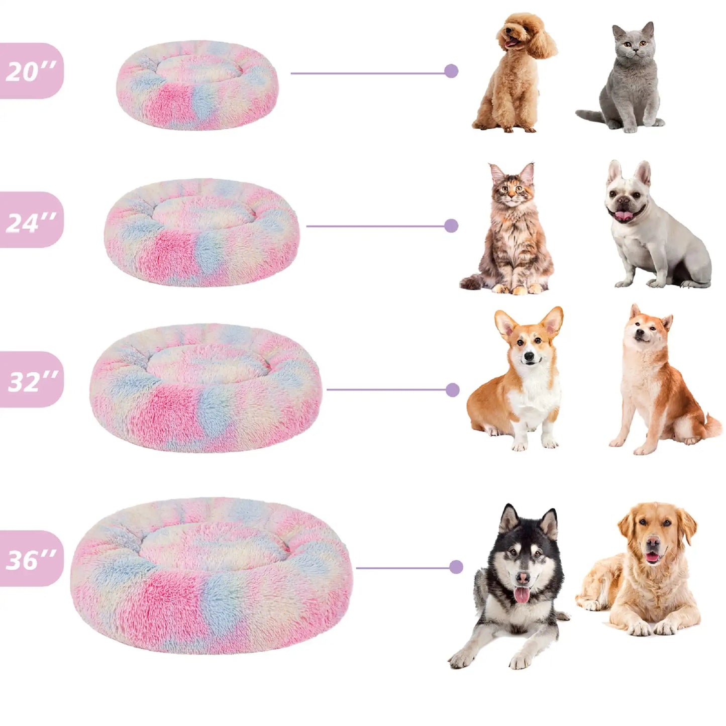 XMSJH Calming Donut Dog Bed Anti Anxiety Plush Cozy