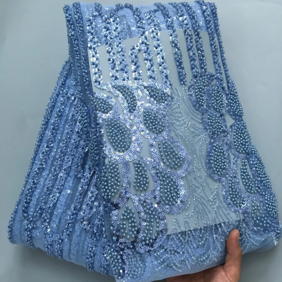 SJD Lace African Luxury Beads Mesh Lace For Women Evening