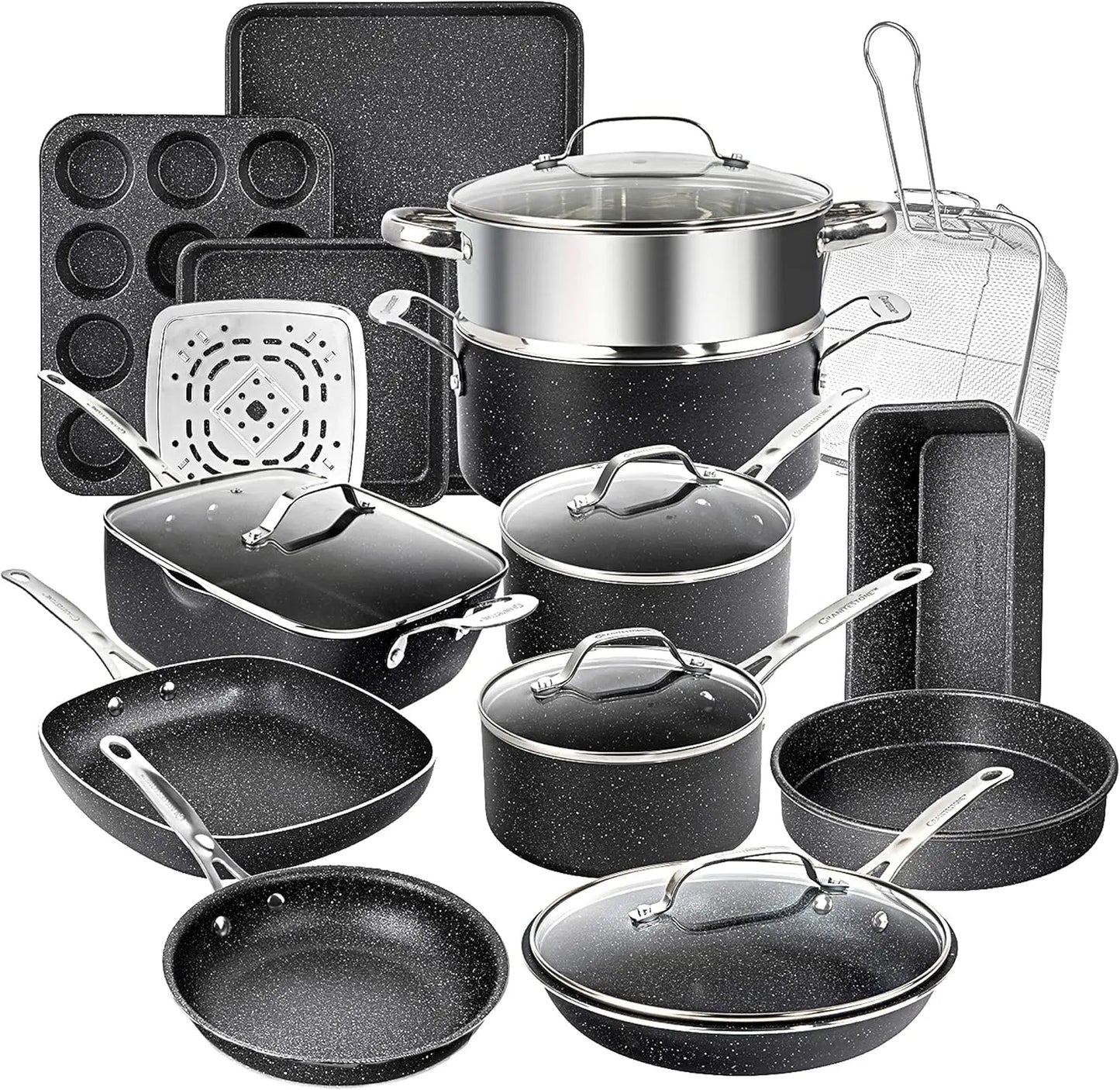 XMSJ 20 Piece Non Stick Cookware Set with Bakeware Pan