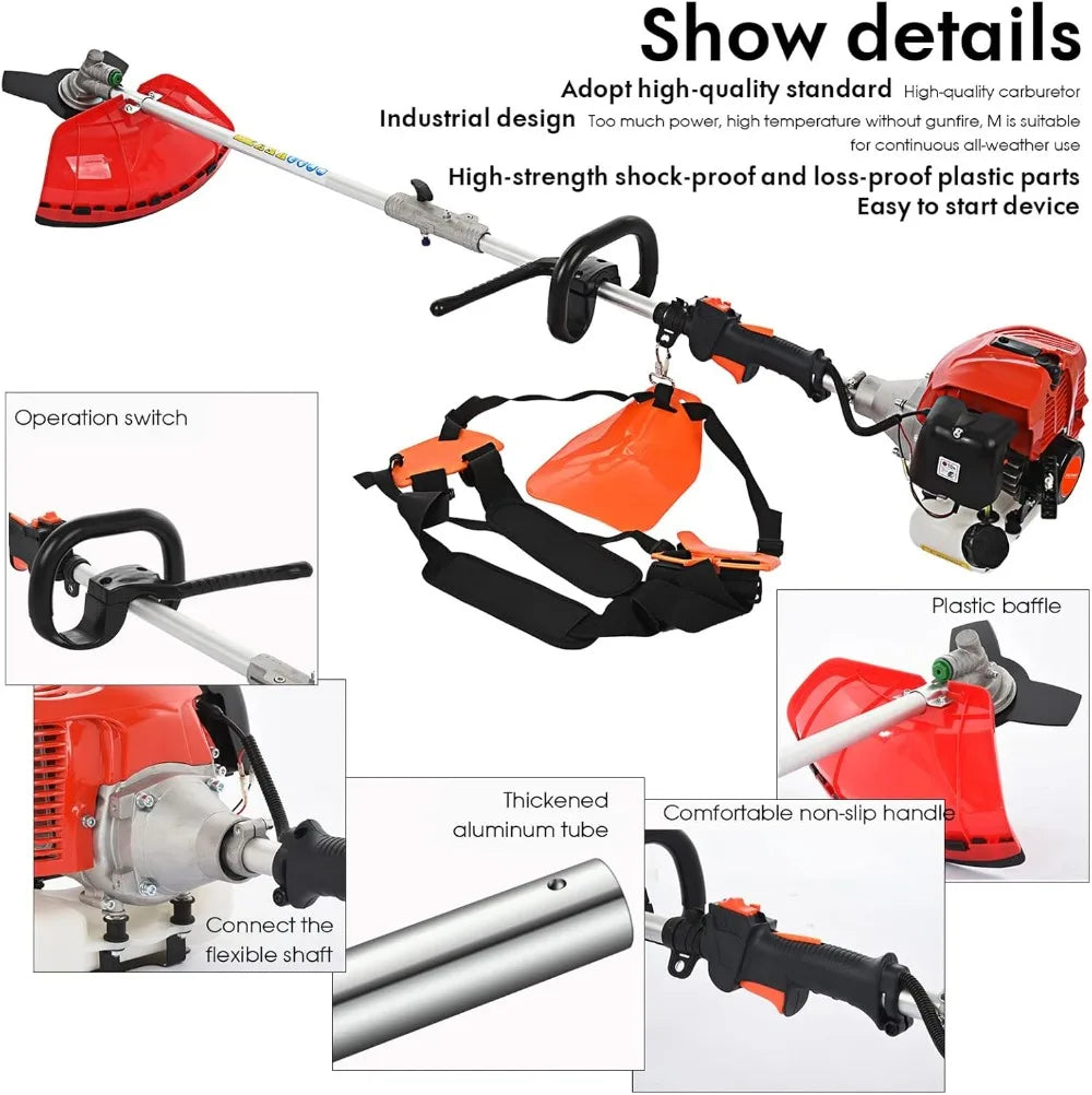Grass Trimmer 5 in 1 Gas Powered 52cc Hedge Trimmer