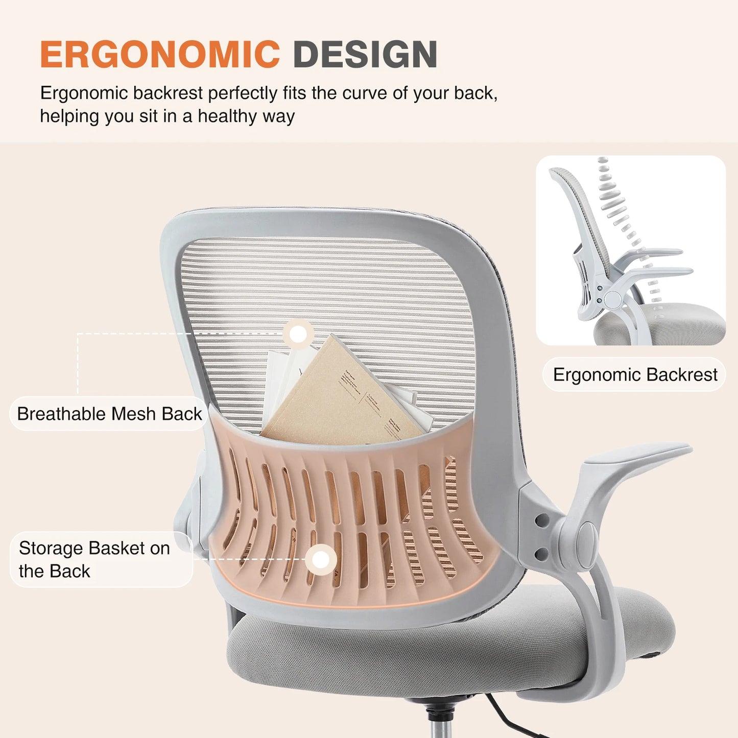 JHK Ergonomic Mesh Back Office Chair With Adjustable Height