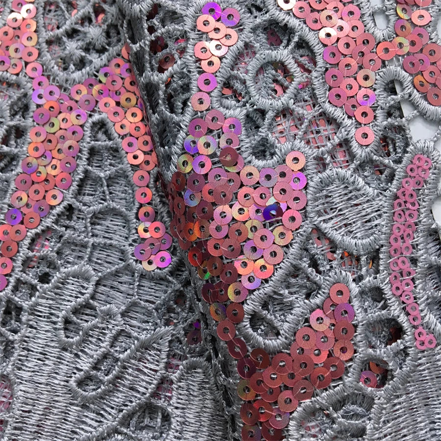 Kalume High Quality African Sequins Lace Fabric for Dresses