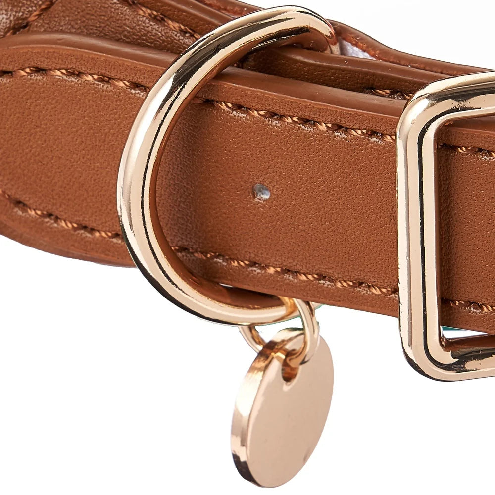 Dutrieux Adjustable Rope Dog Collar Faux Leather D Ring