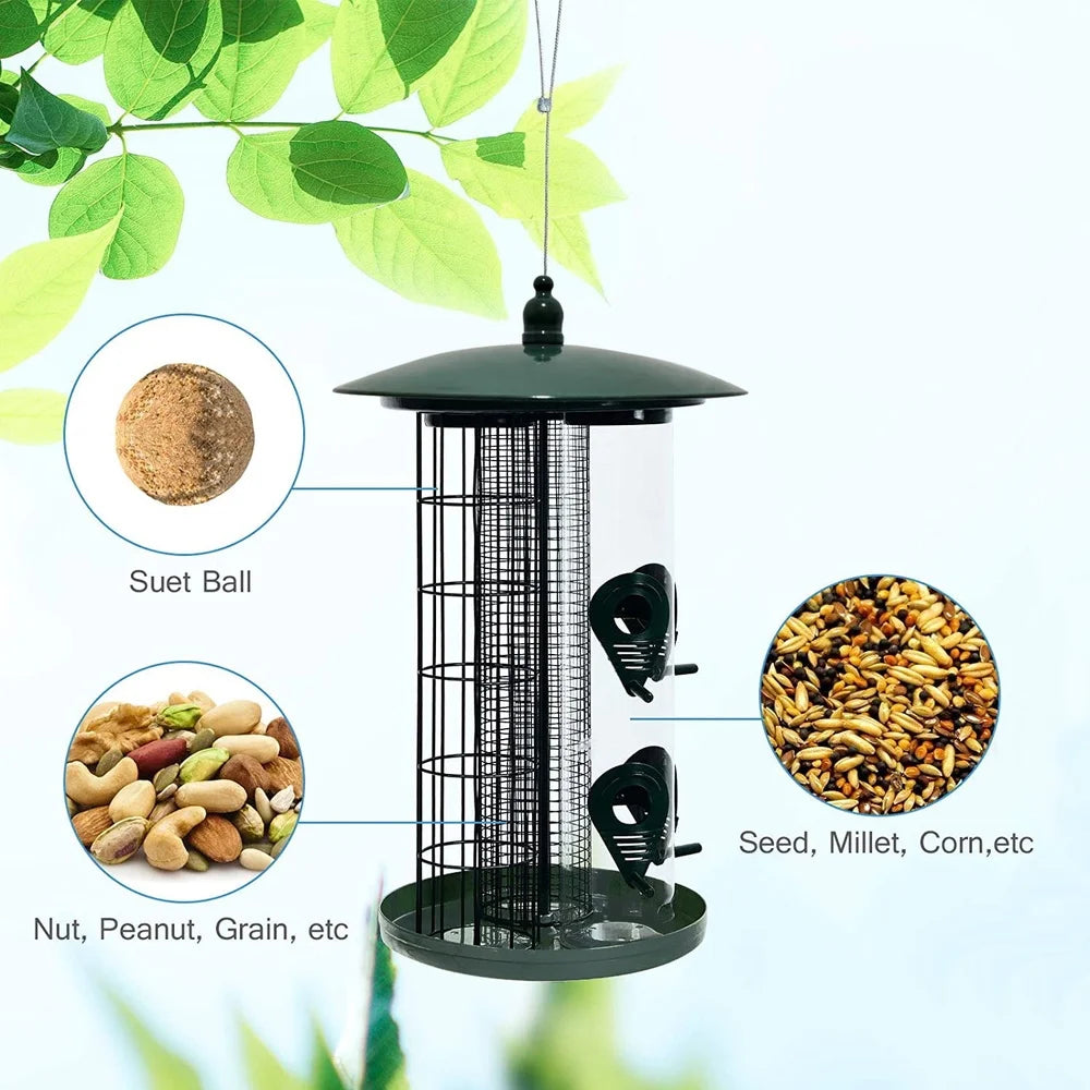 XMSJ 3 In 1 Metal Hanging Bird Feeder With 3 Feeding Ports