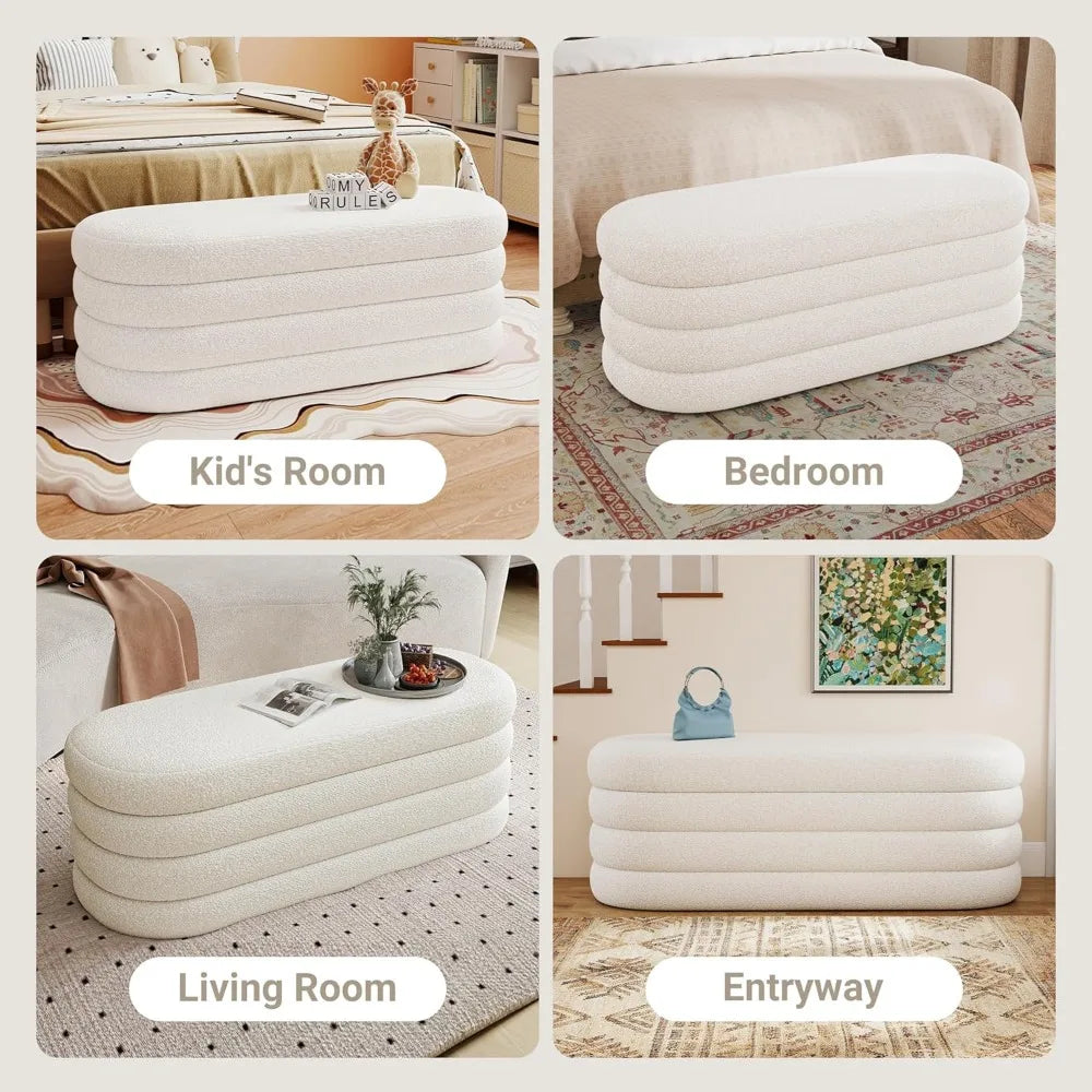 ANGDUO Fabric Storage Ottoman Bench for Home Organization