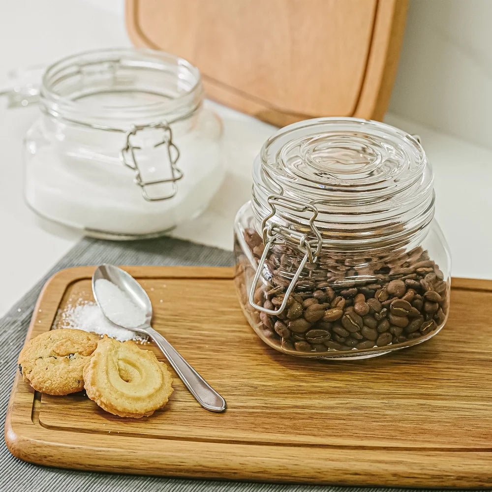 2 Pack 17 Ounce Airtight Glass Storage Jars for Kitchen Use