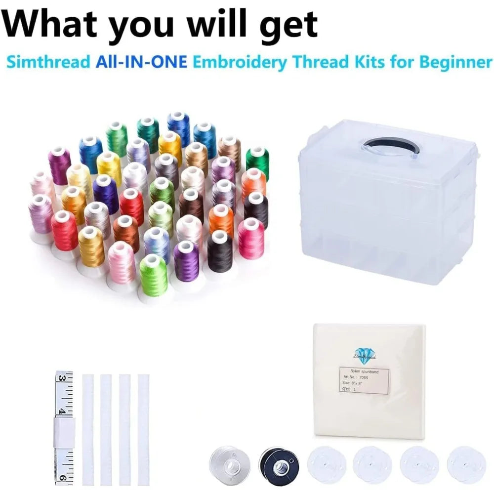 63 Color Embroidery Thread Kit with Stackable Organizer 550 Yds