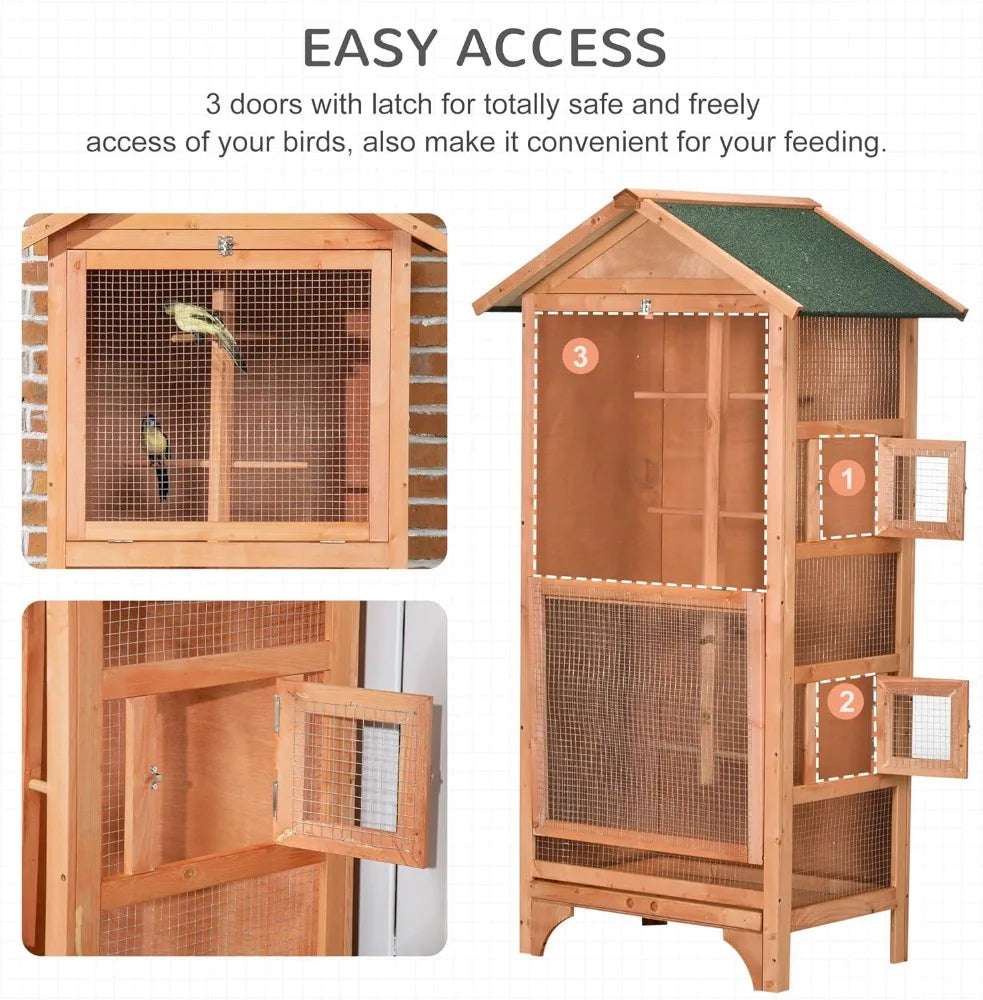 60 Inch Wooden Outdoor Bird Cage – Weather Resistant