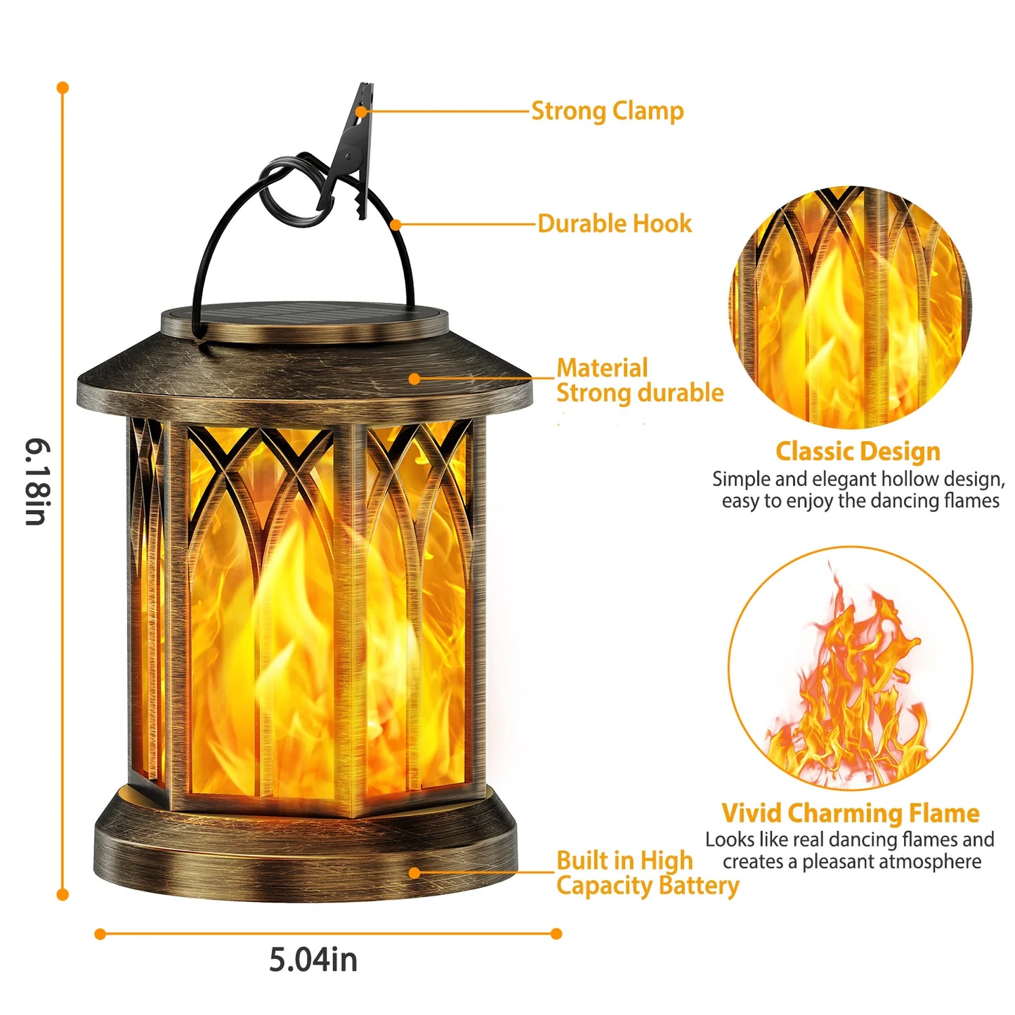 KPSTEK Solar Lanterns Flickering Flame Outdoor Lights