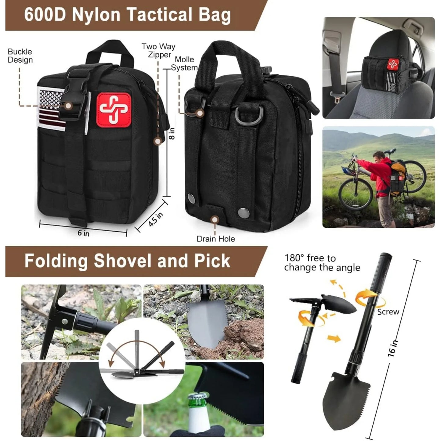 Hign-Concerned 238Pcs Emergency Survival Kit Molle Pouch