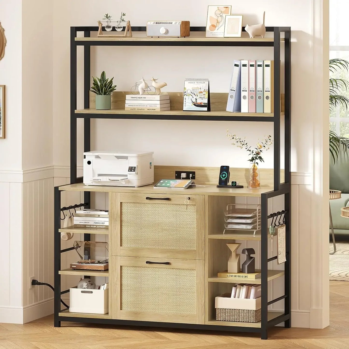 Filing Cabinet with Lock and Charging Station