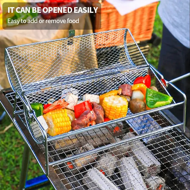 CN Guangdong Stainless Steel Rolling BBQ Grill Mesh Basket
