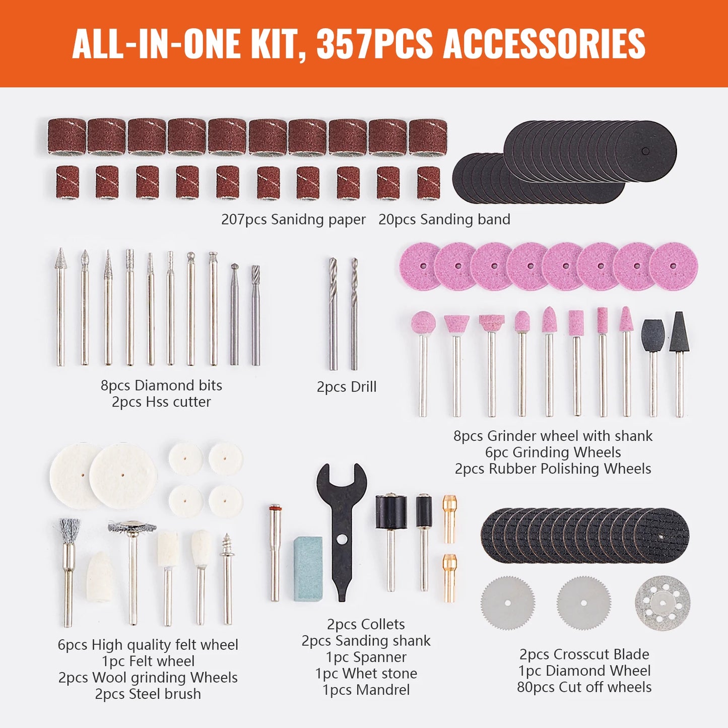 VEVOR Rotary Tool Accessories Kit 357 Piece Set for Carving
