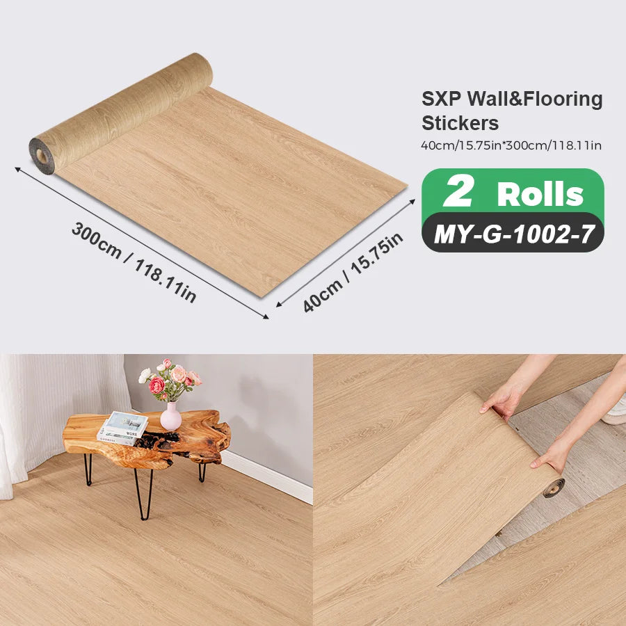 2 Rolls Self Adhesive Wall Floor Sticker Wood Grain Marble