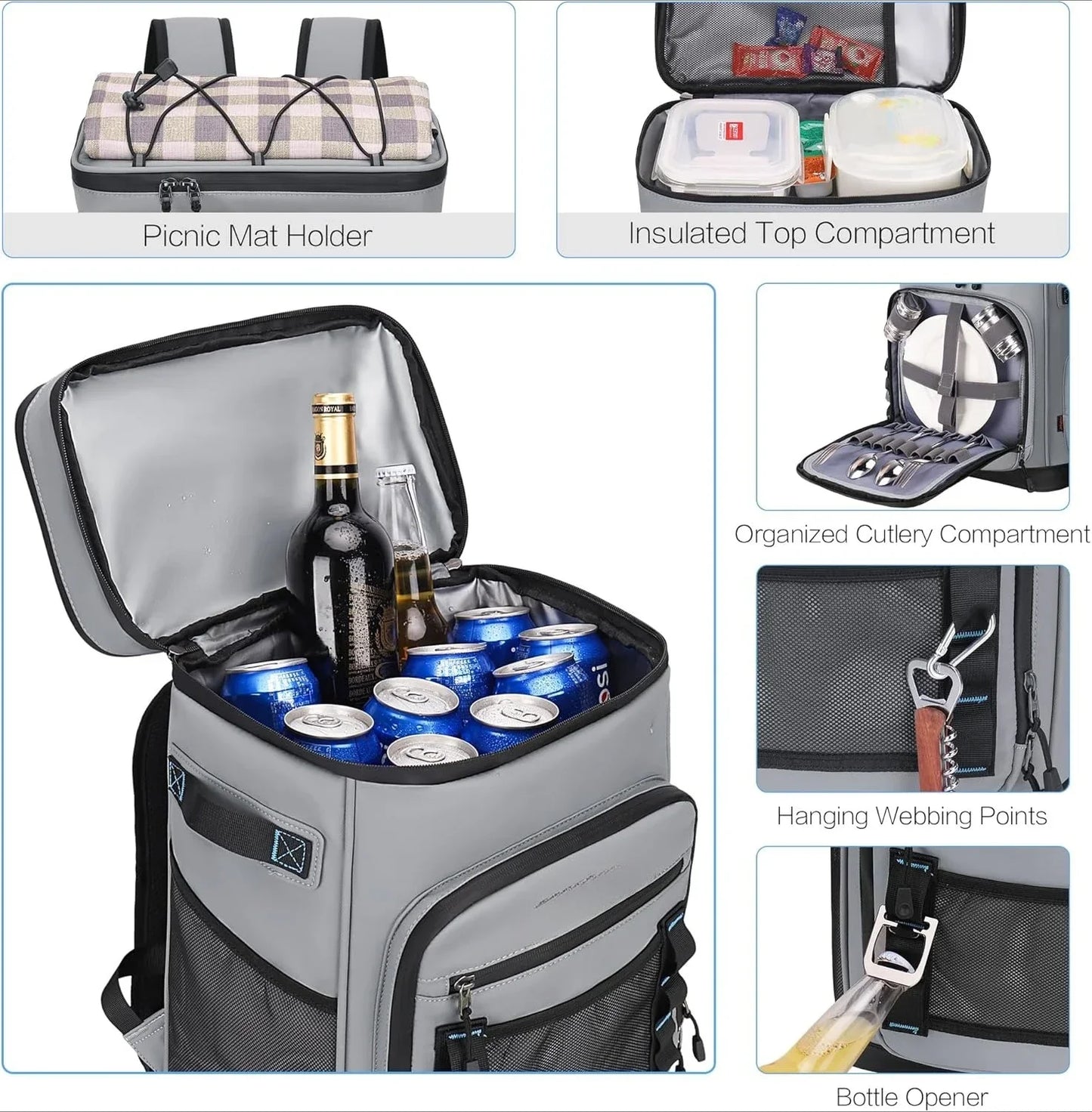 Large Waterproof Insulated Cooler Backpack for Outdoor Use