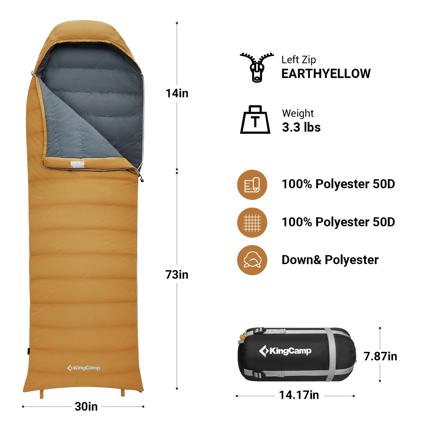 KingCamp Lightweight Down Sleeping Bag for Camping and Hiking