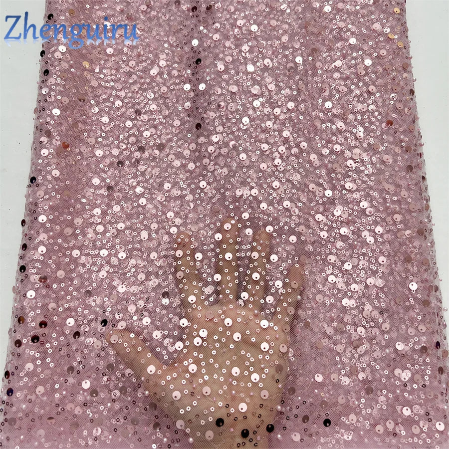 High Quality Silver Sequins Tulle Lace Fabric for Bridal Wear