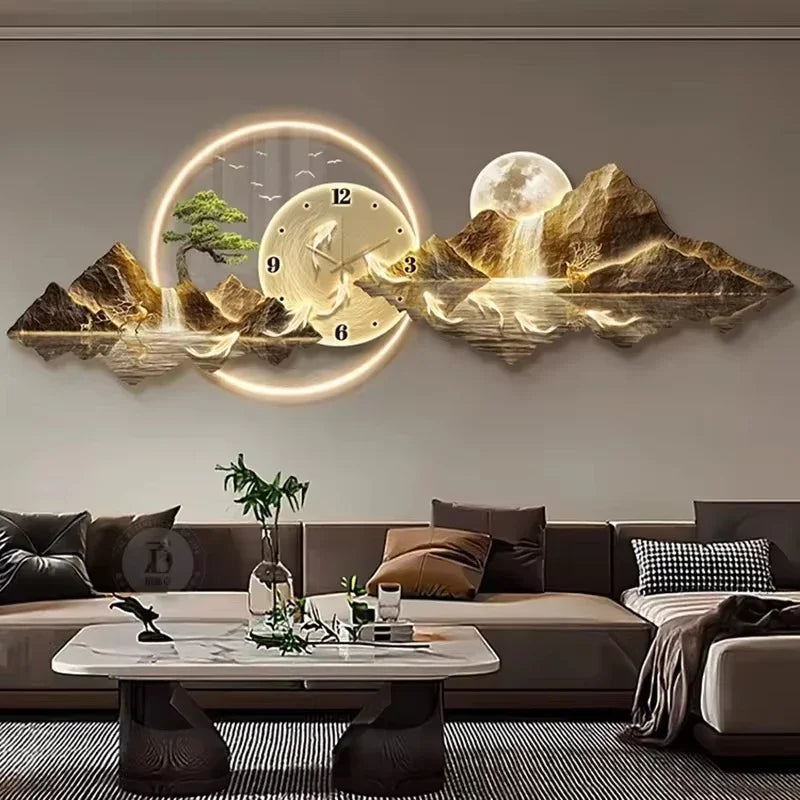 Design Luxury LED Wall Clock Nordic Minimalist Silent Decor