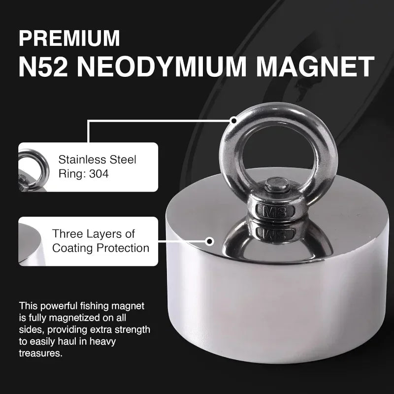 360 Degree Fishing Magnet 2000lb Strong Heavy Duty