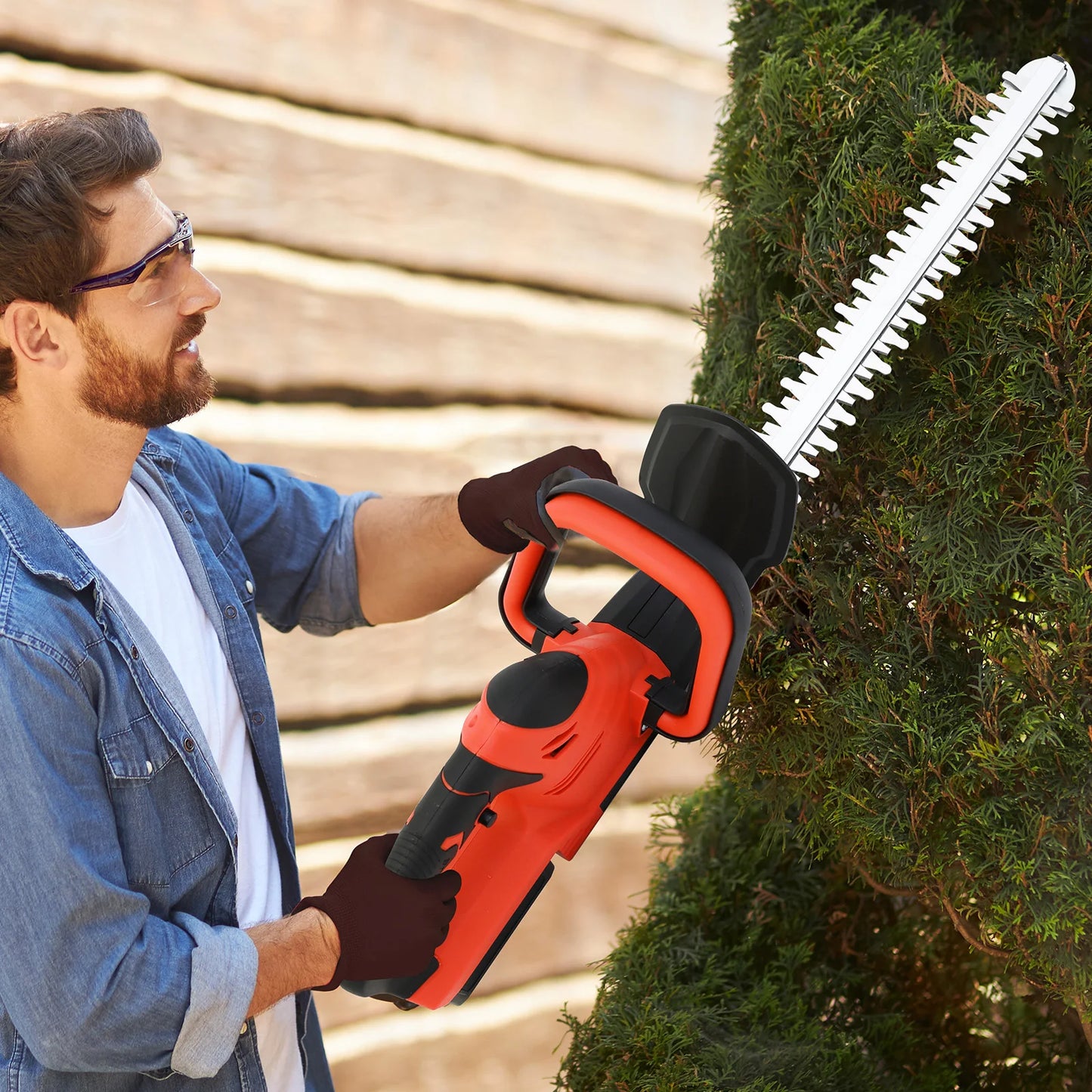 Cordless 22 Inch Electric Hedge Trimmer with Battery Charger