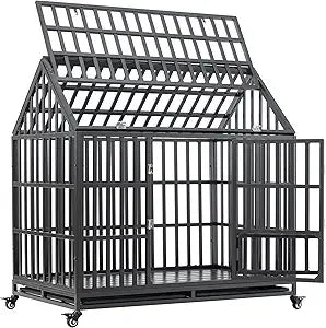DAFIFY Heavy Duty Dog Crate Indestructible Metal Kennel