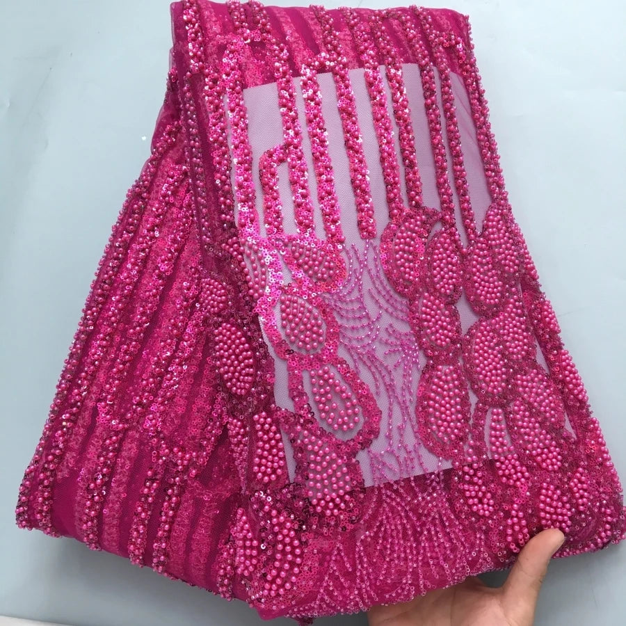 SJD Lace African Luxury Beads Mesh Lace For Women Evening