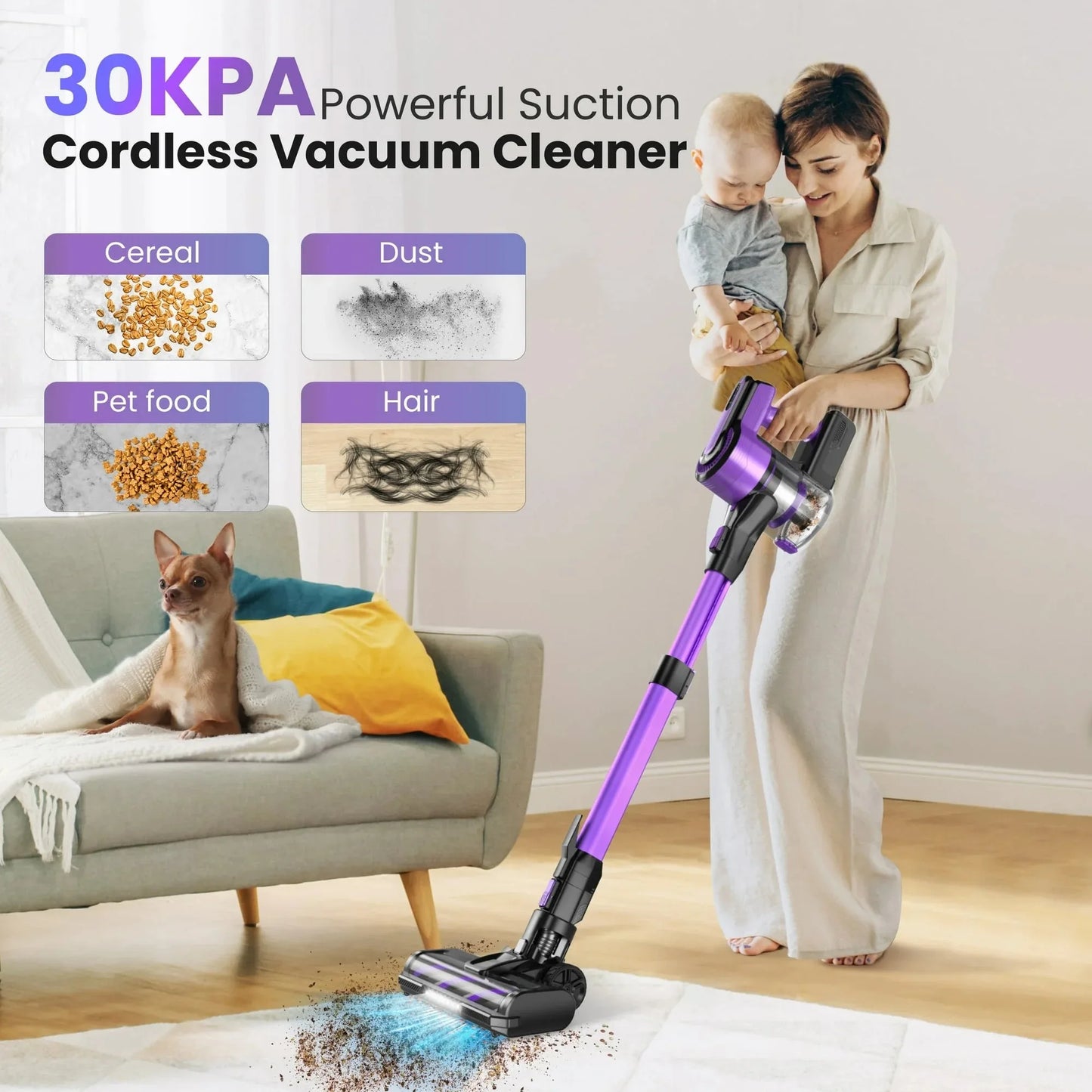 INSE V870 Cordless Vacuum Cleaner 30KPa 8In1 Long Runtime