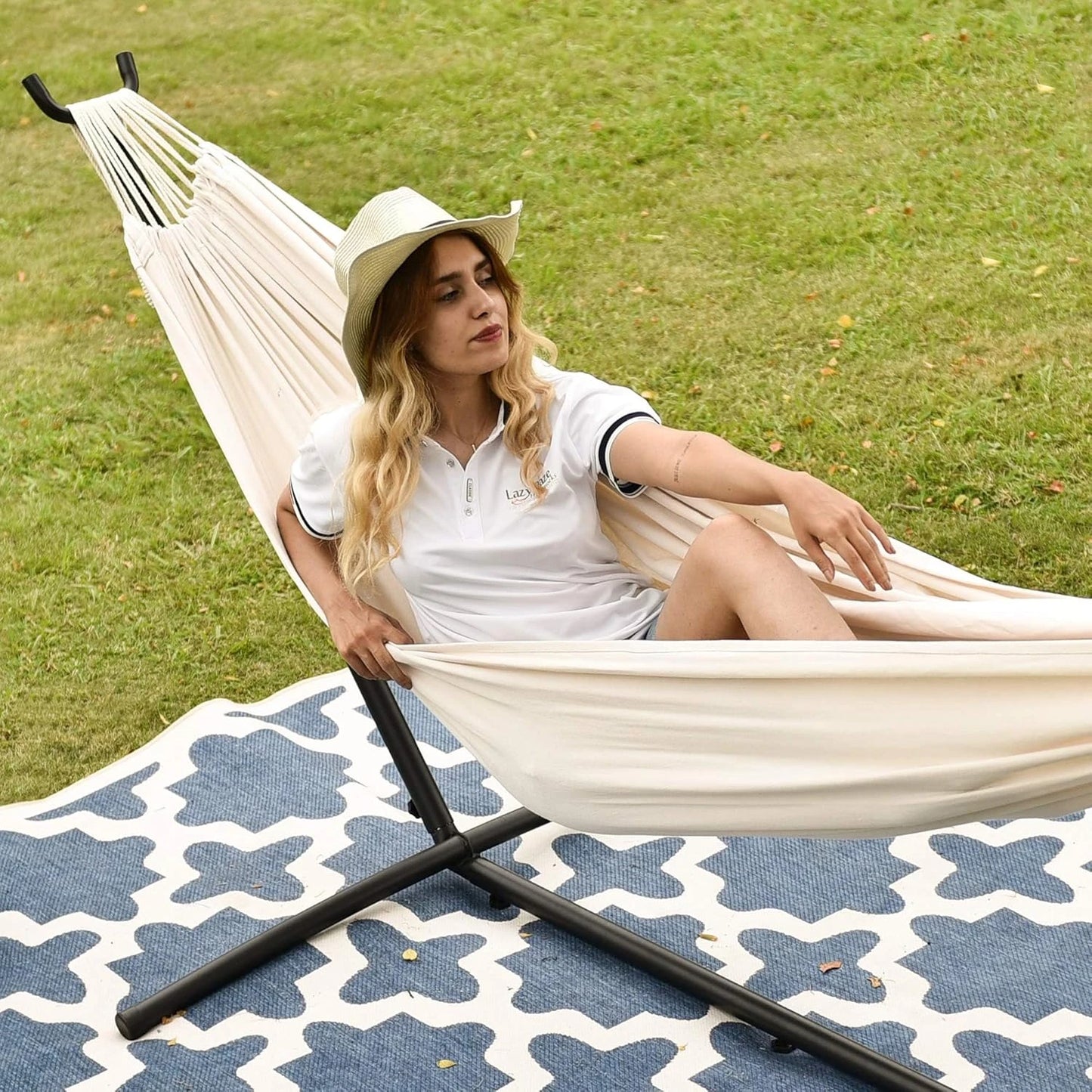 Double Hammock with Space Saving Stand and Carrying Case