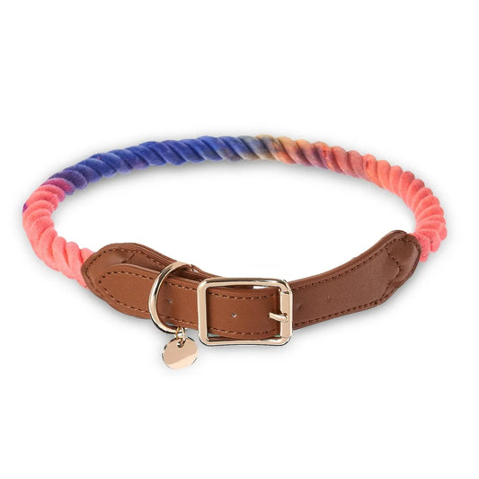 Dutrieux Adjustable Rope Dog Collar Faux Leather D Ring