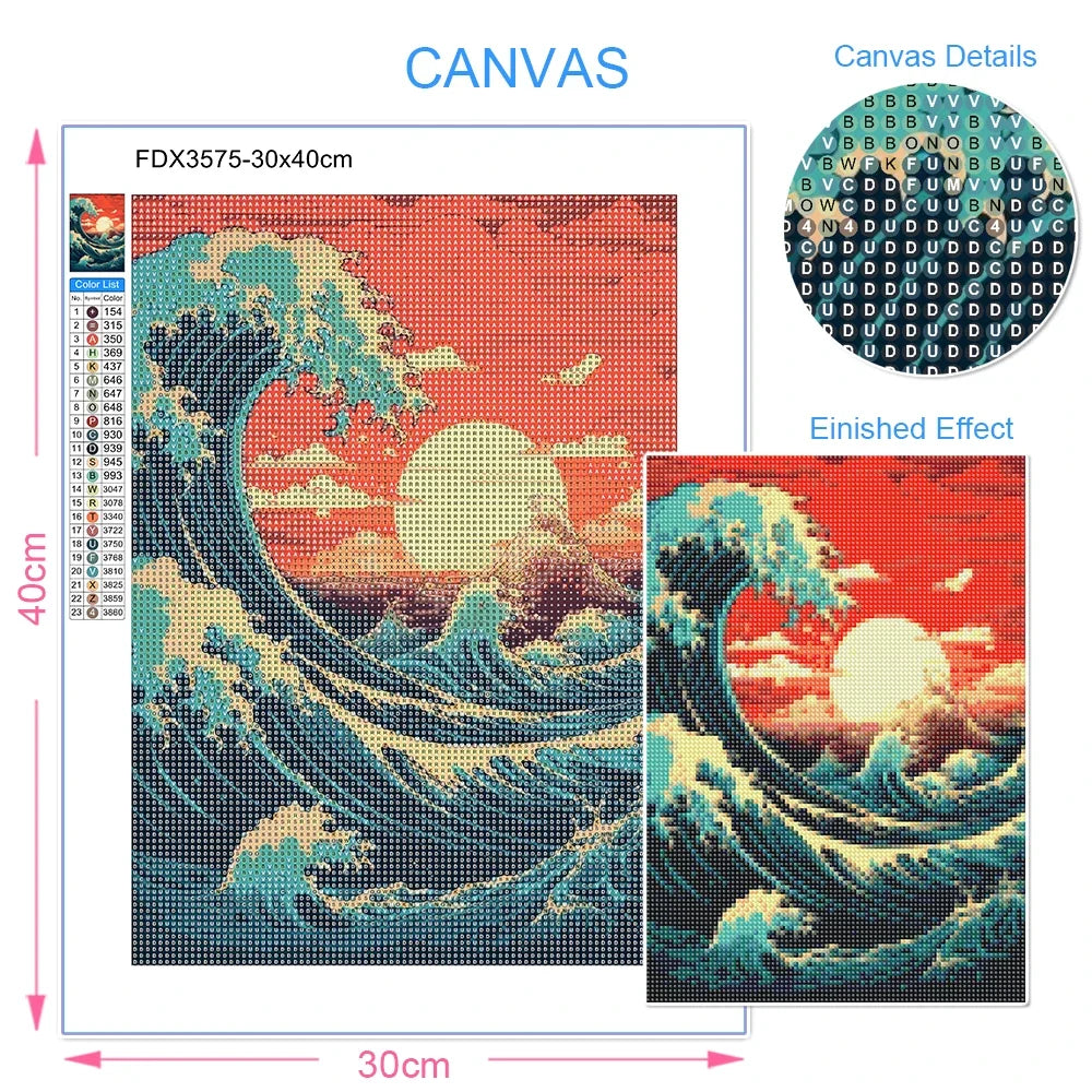 QIZITENG Diamond Painting Waves Sailboat Mosaic Kit