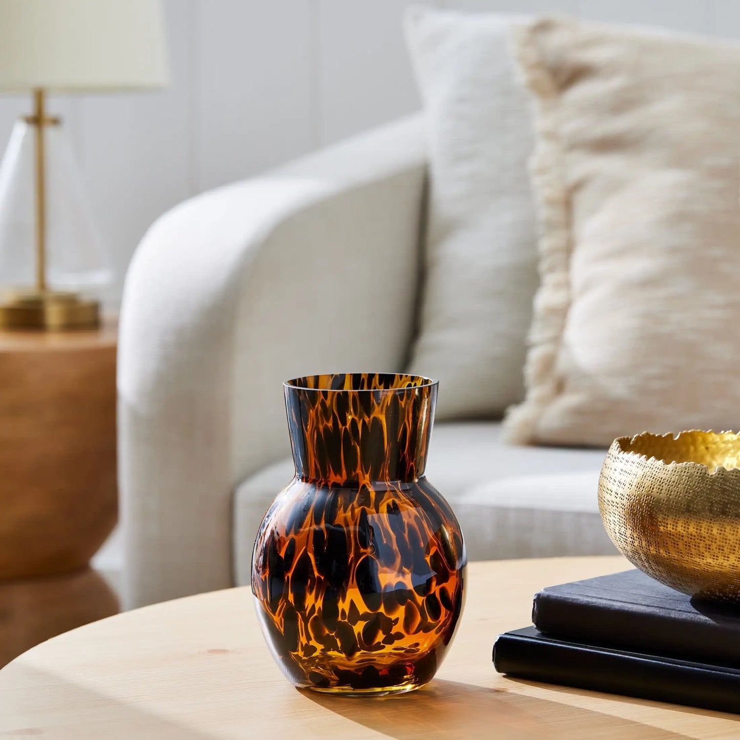 Better Homes and Gardens Tortoise Glass Vase 7 Inch Brown