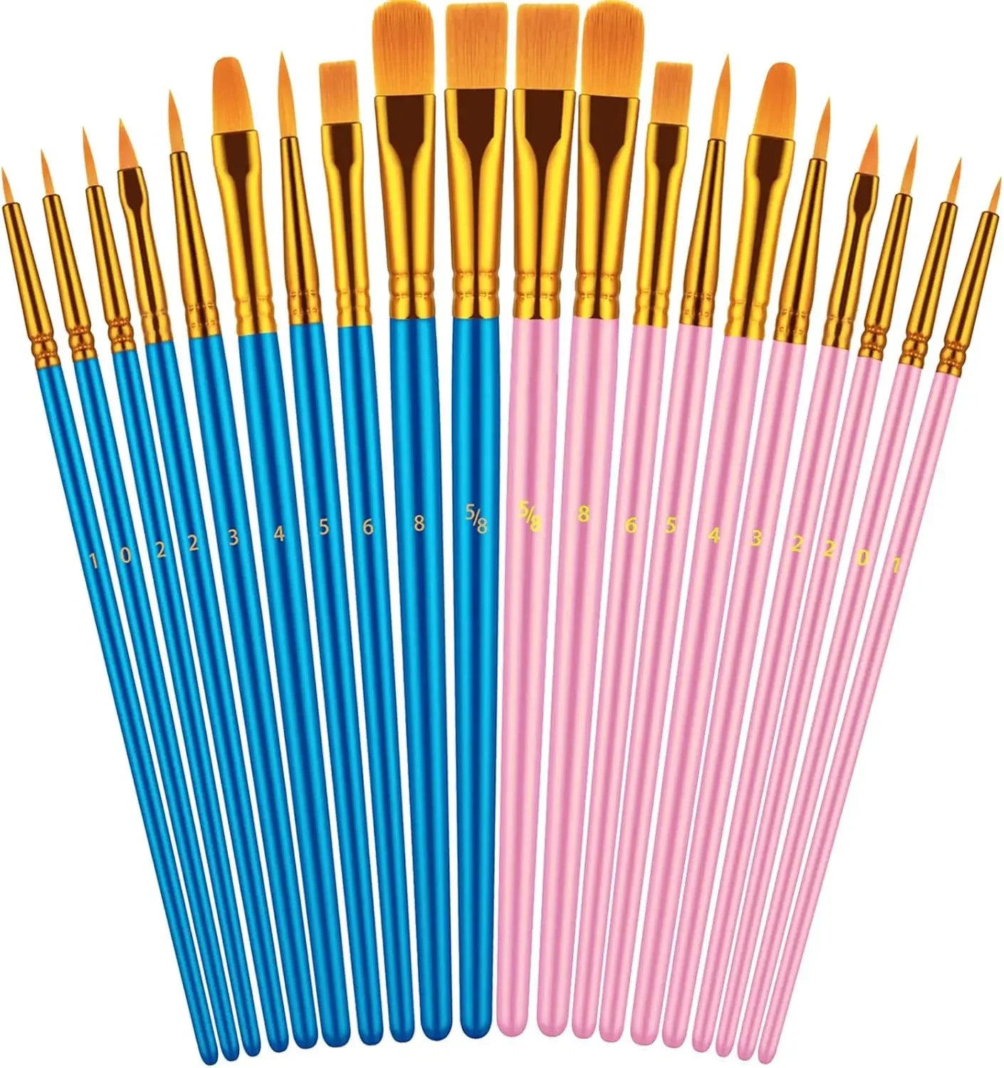 20 Professional Paint Brushes for Oil Watercolor and Acrylic Art