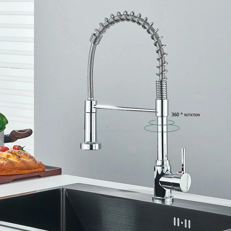Wanmivezlo Chrome Pull Down Kitchen Faucet With Spray Head