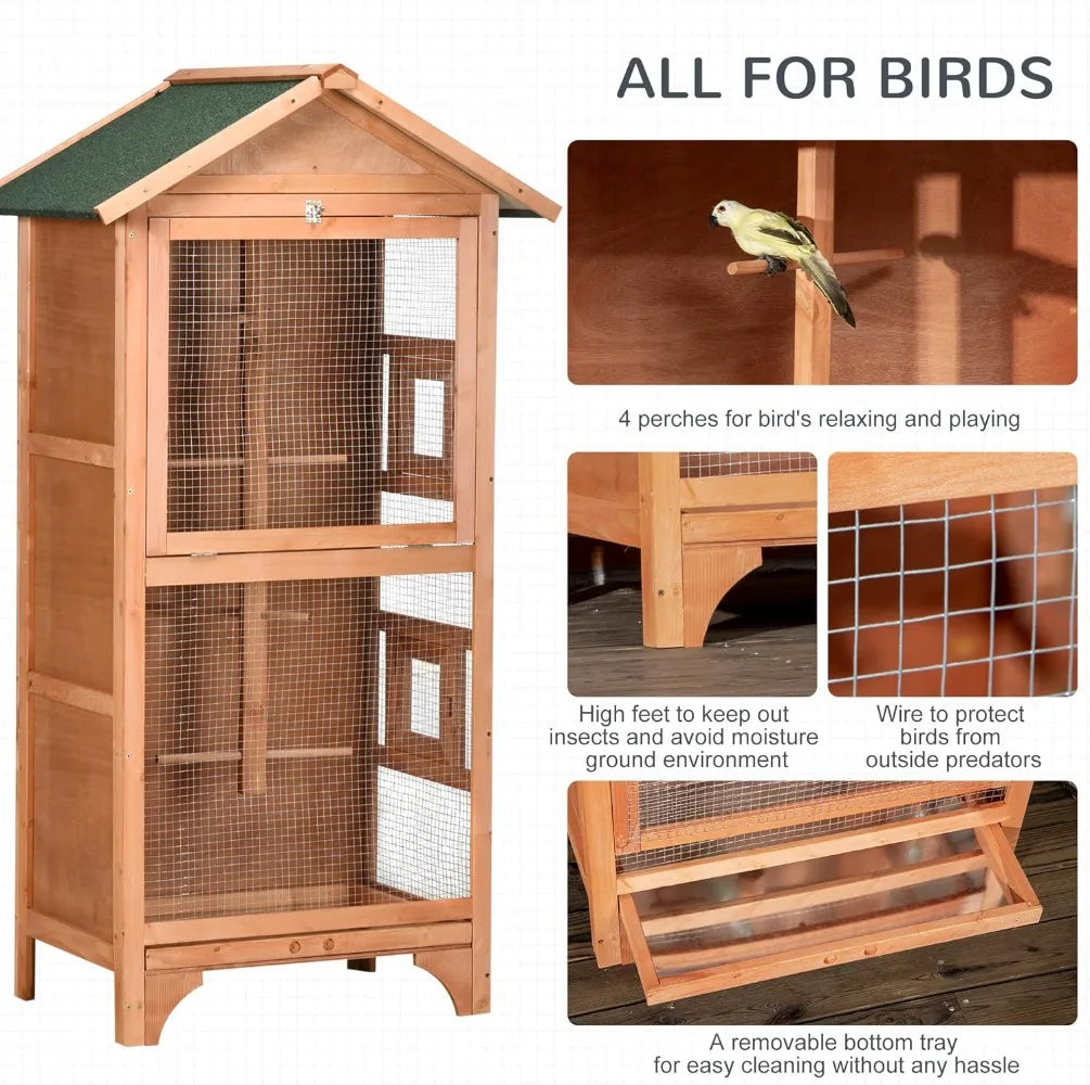 60 Inch Wooden Outdoor Bird Cage – Weather Resistant