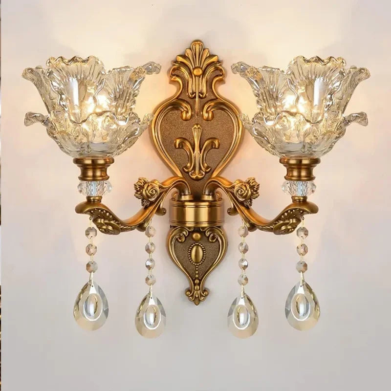 European Style Crystal Glass Dual Head Wall Lamp Plus