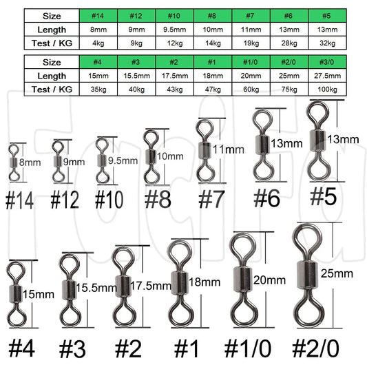 500pcs Stainless Steel Fishing Swivel Connectors