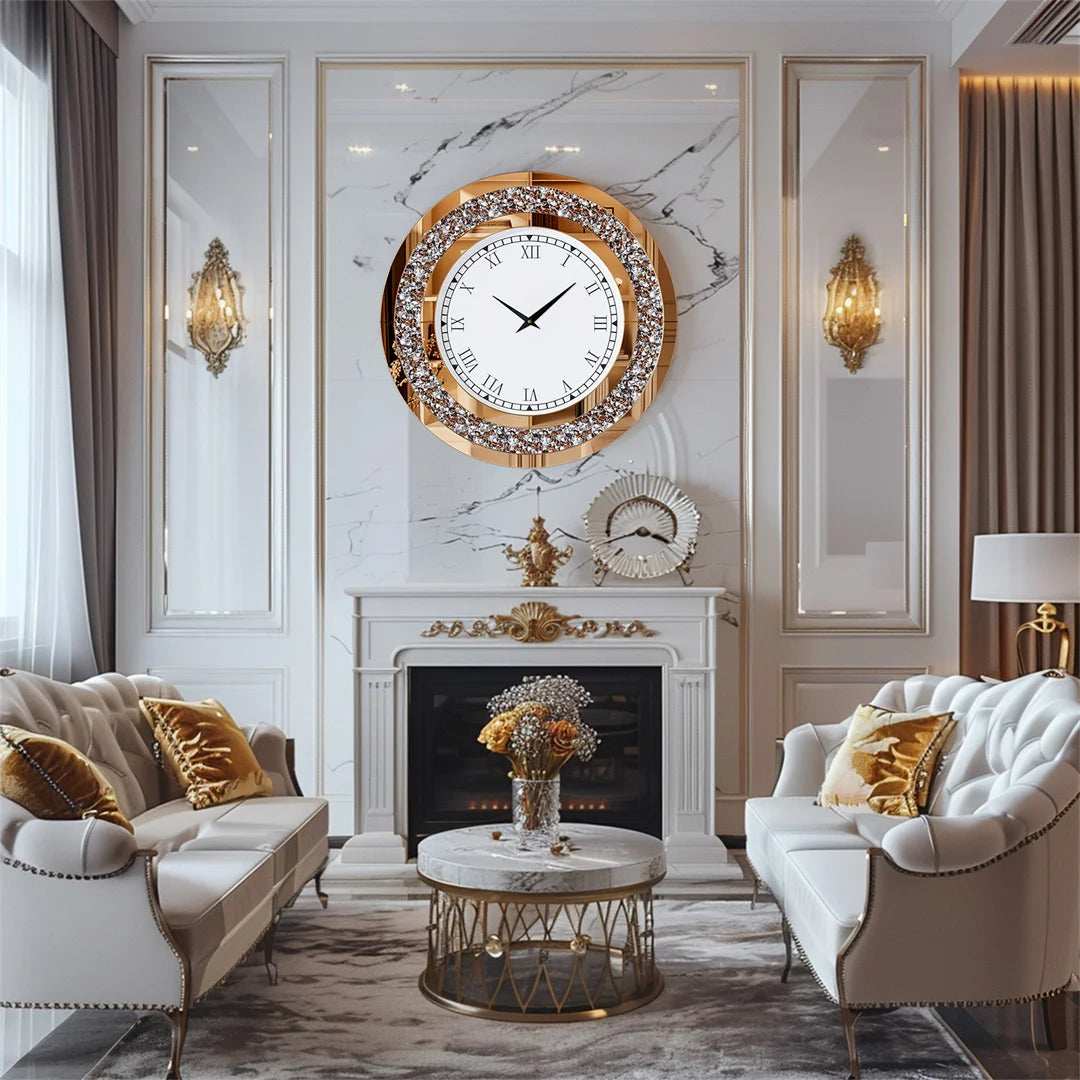 LUVODI Modern 3D Diamond Crystal Wall Clock For Living Room