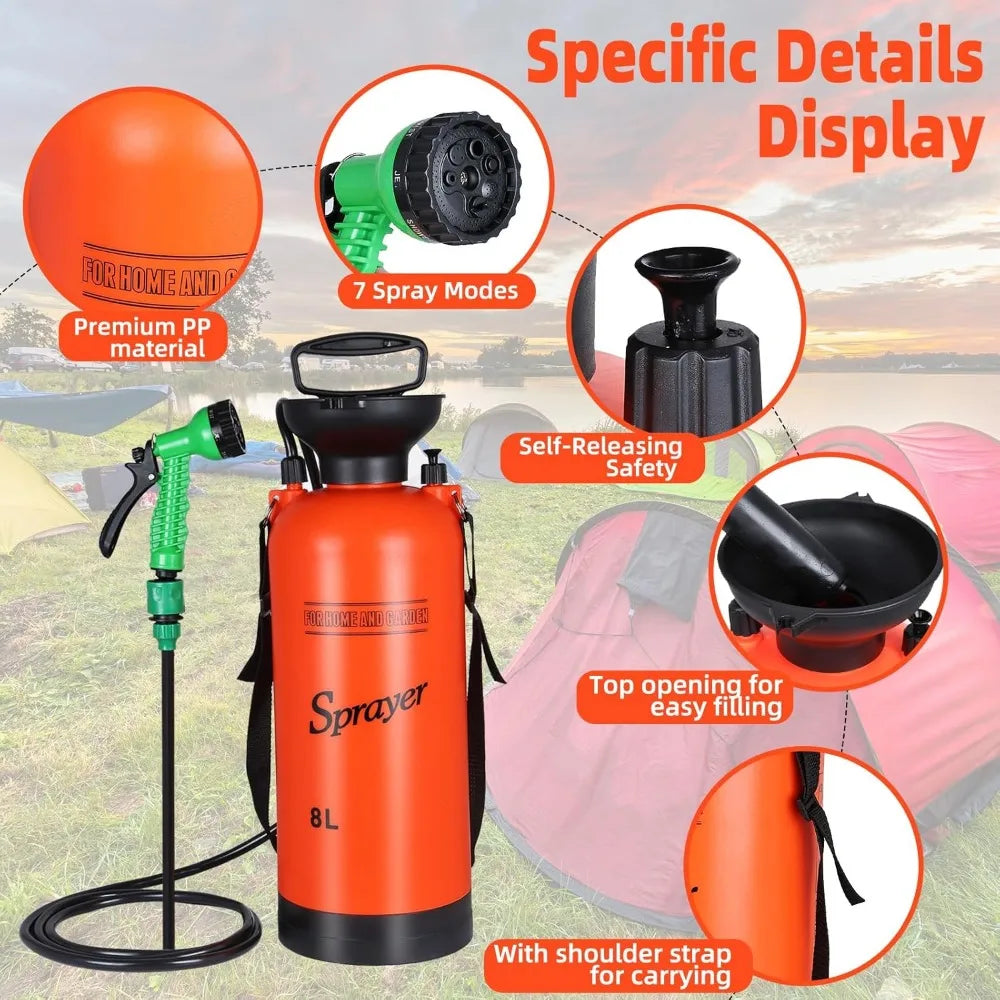 Portable Camping Shower Hand Pressure Rinse Kit for Outdoor Use