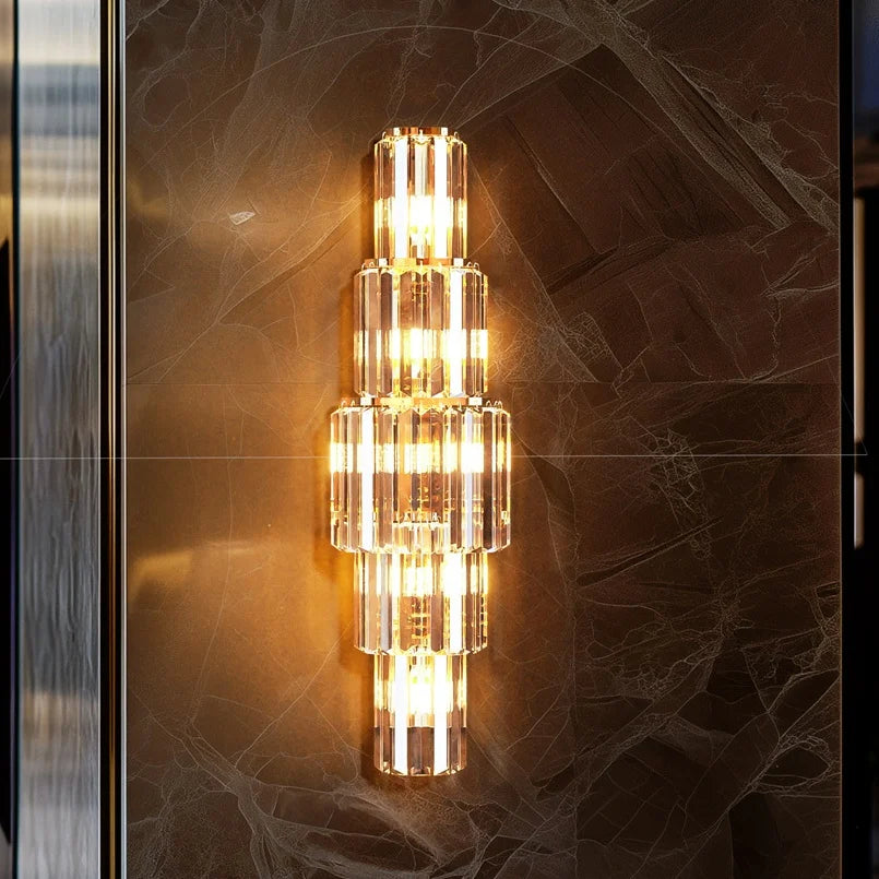 LUVODI Modern Crystal Wall Lamp Three Layer Sconce Light
